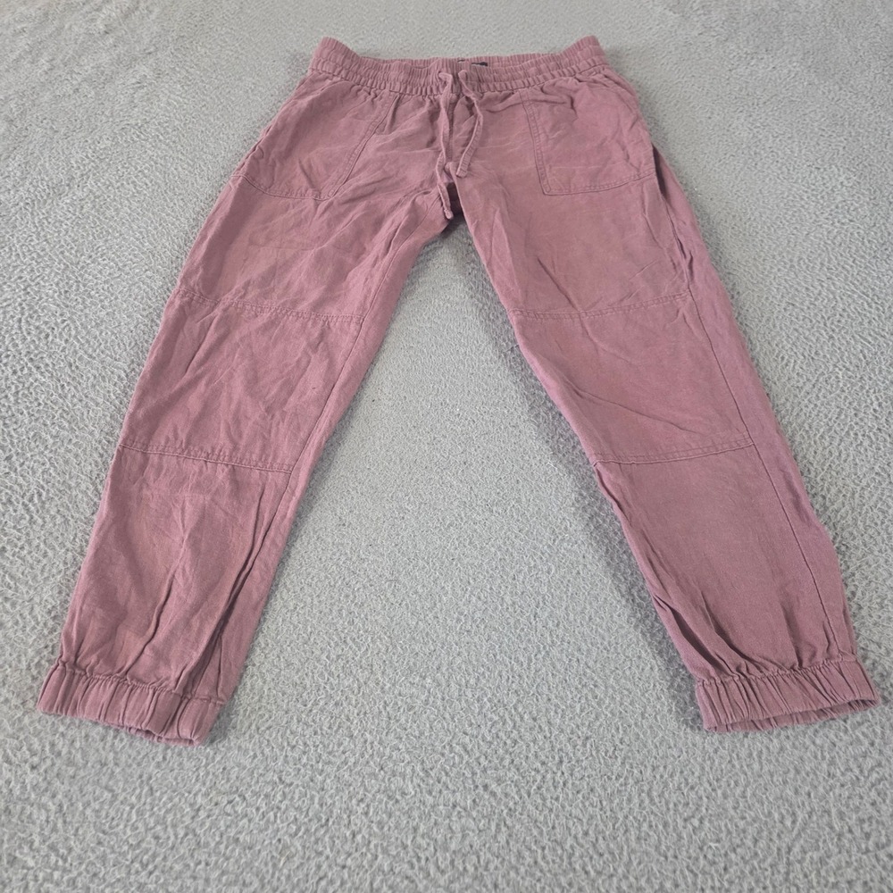 Calvin Klein Jeans Pants Womens 6 Pink Joggers Linen Blend Elastic Waist Cuffed